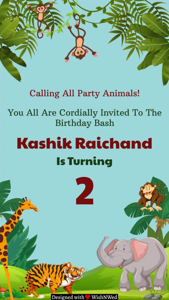 Jungle Theme Birthday Invitation Video - Birthday invitation template