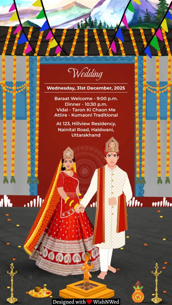 Kumaoni-Garhwali Theme Wedding Invitation Video - Wedding invitation template
