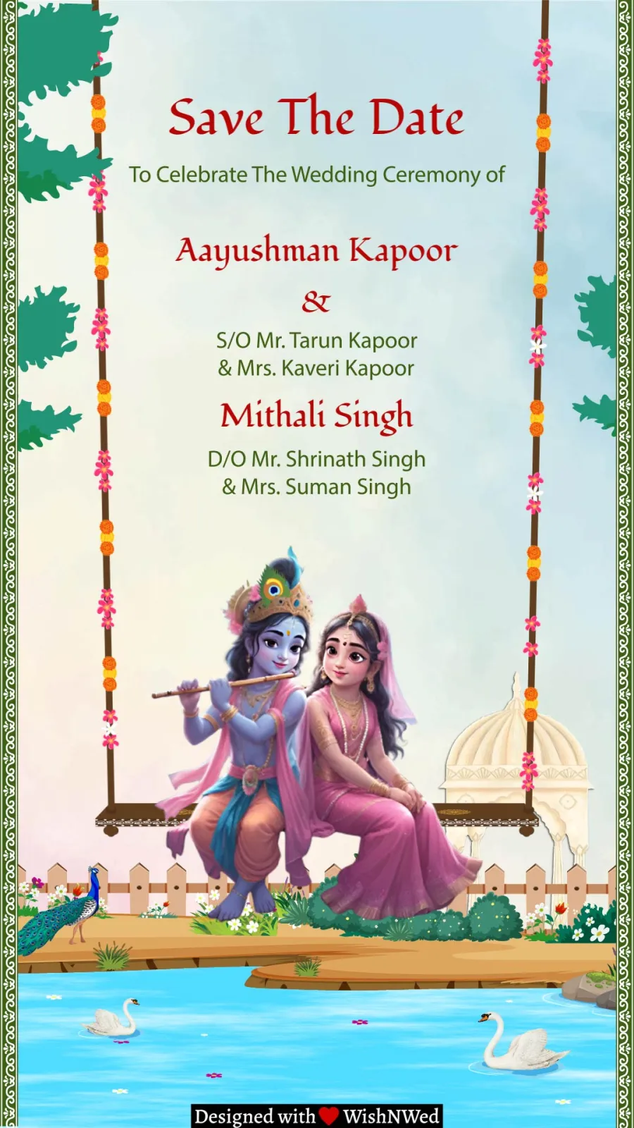 Radha Krishna Save the Date Invite