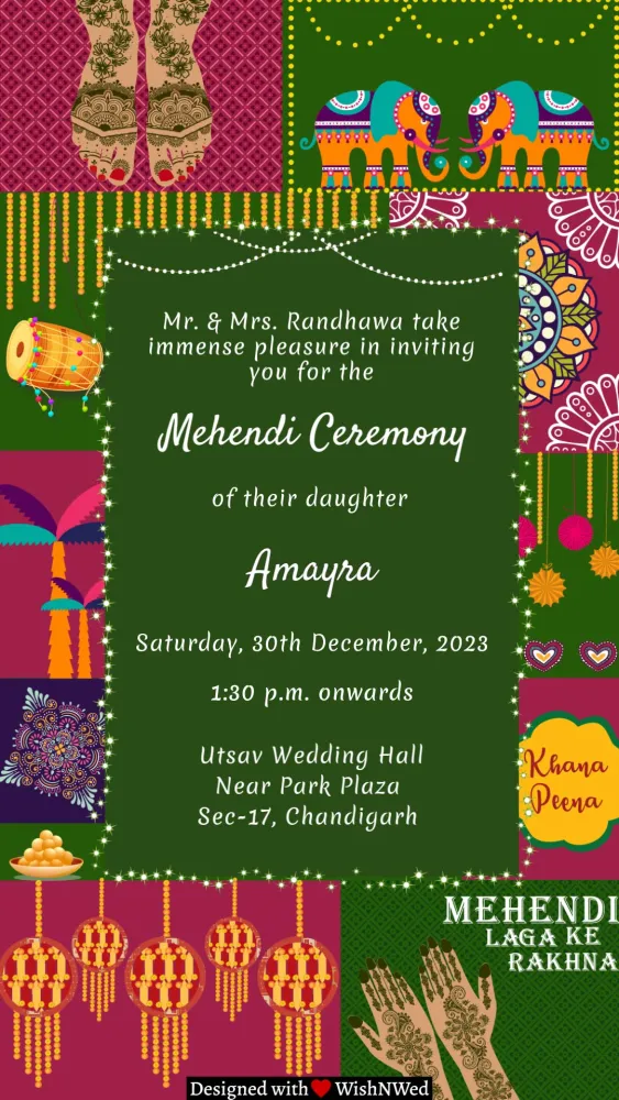 Mehndi Ke Rang - Wedding invitation template