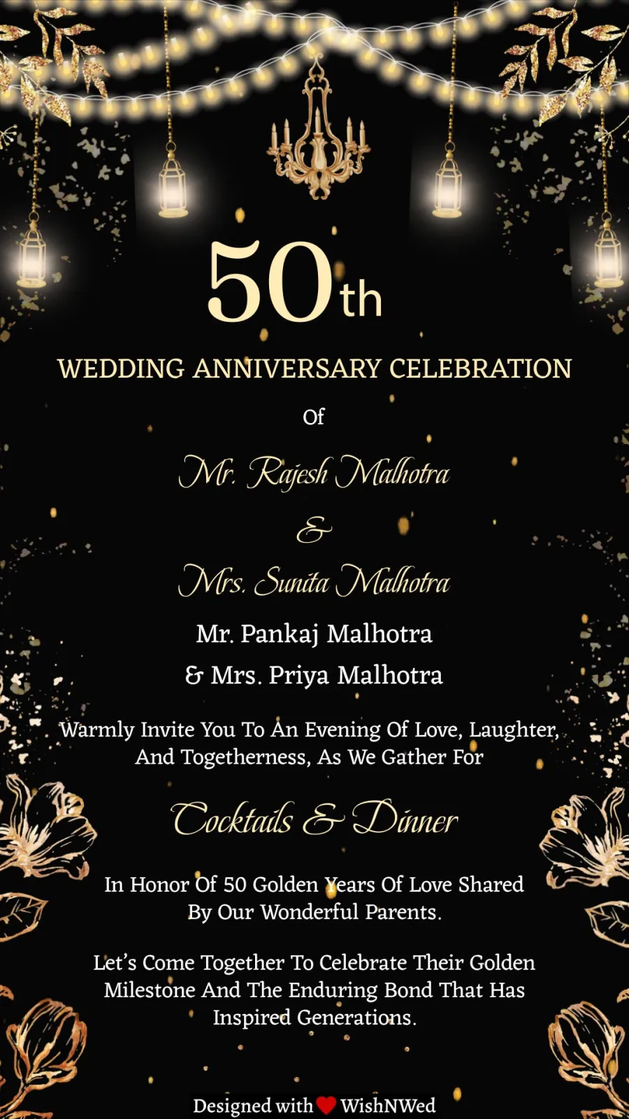 Golden Jubilee Anniversary Invitation