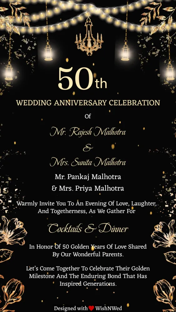 Golden Jubilee Anniversary Invitation - Anniversary invitation template