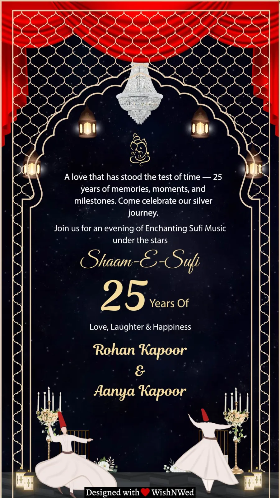 Sufi Theme Wedding Anniversary Invitation