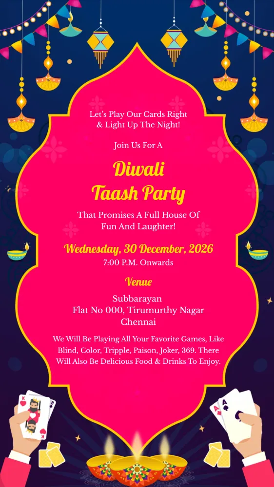 Diwali Taash Party Invitation - Festivals invitation template