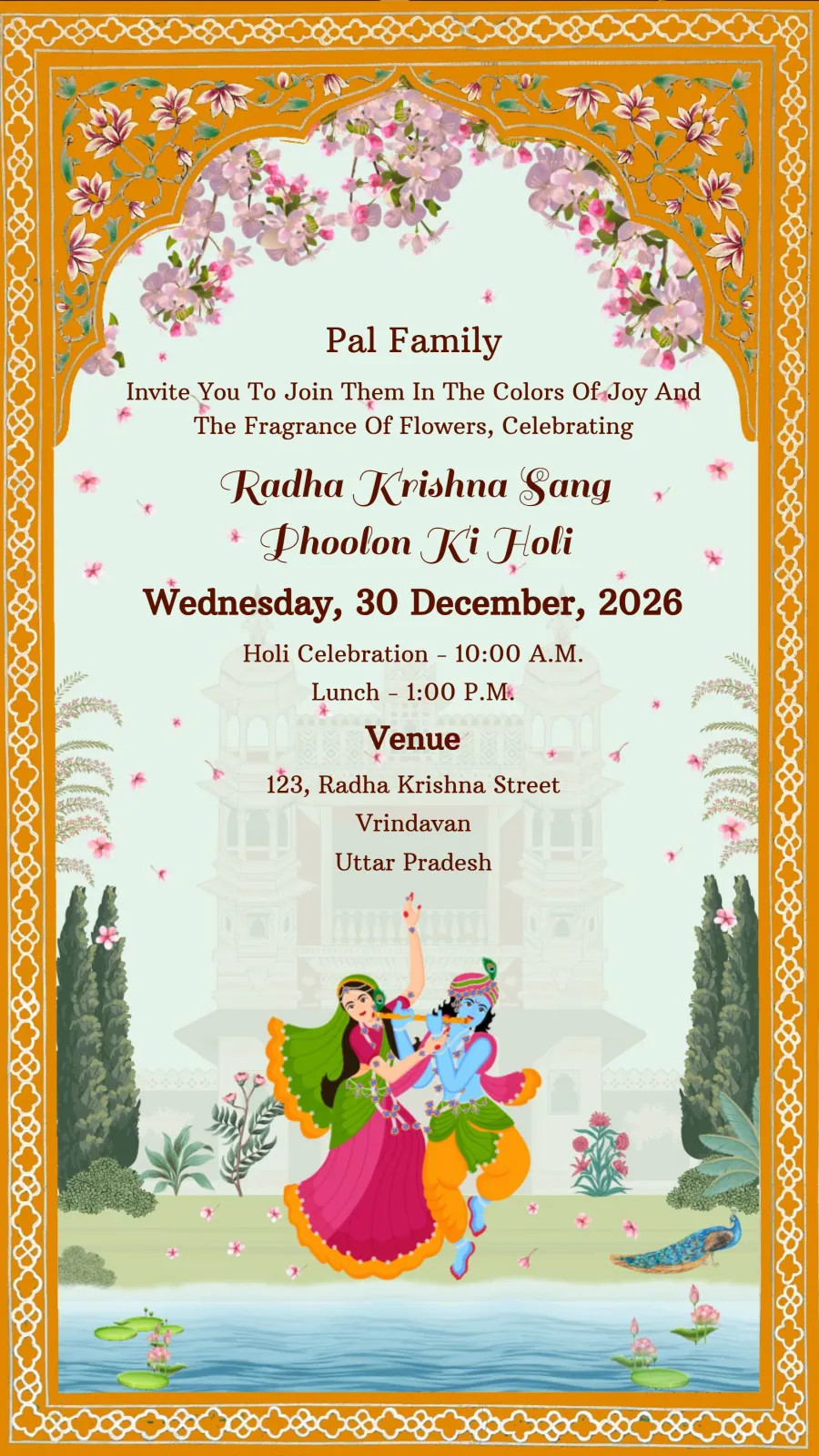 Phoolon Ki Holi Invitation
