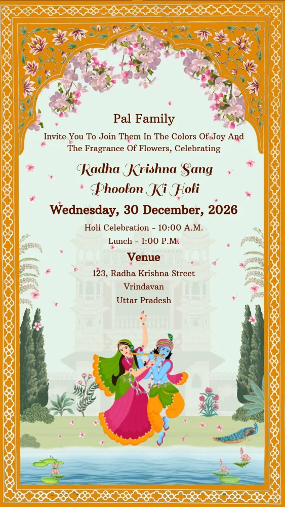 Phoolon Ki Holi Invitation - Festivals invitation template