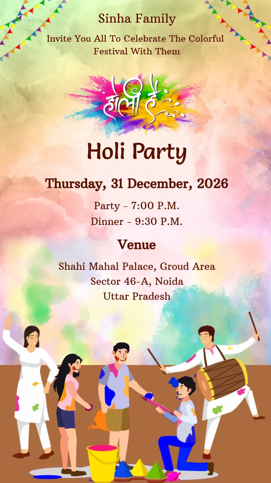 Holi Invitation Card Video