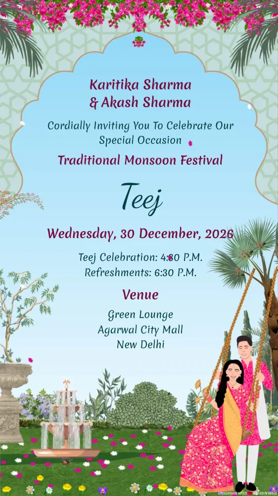 Teej Festival Invitation Card Video - Festivals invitation template