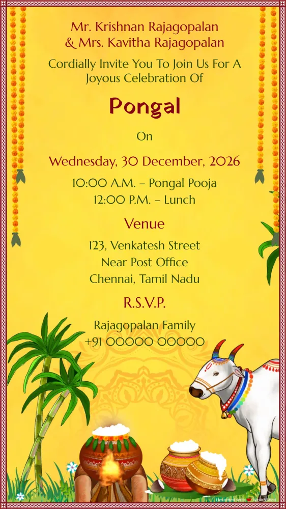 Thai Pongal Video Invite - Festivals invitation template