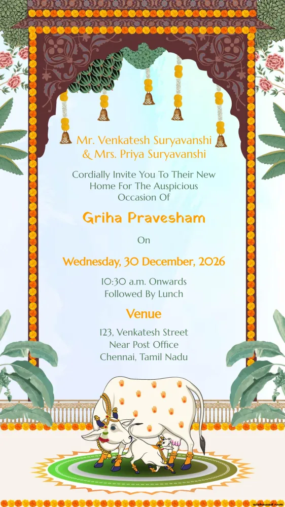 Griha Pravesh Video Invite - Pooja & Rituals invitation template