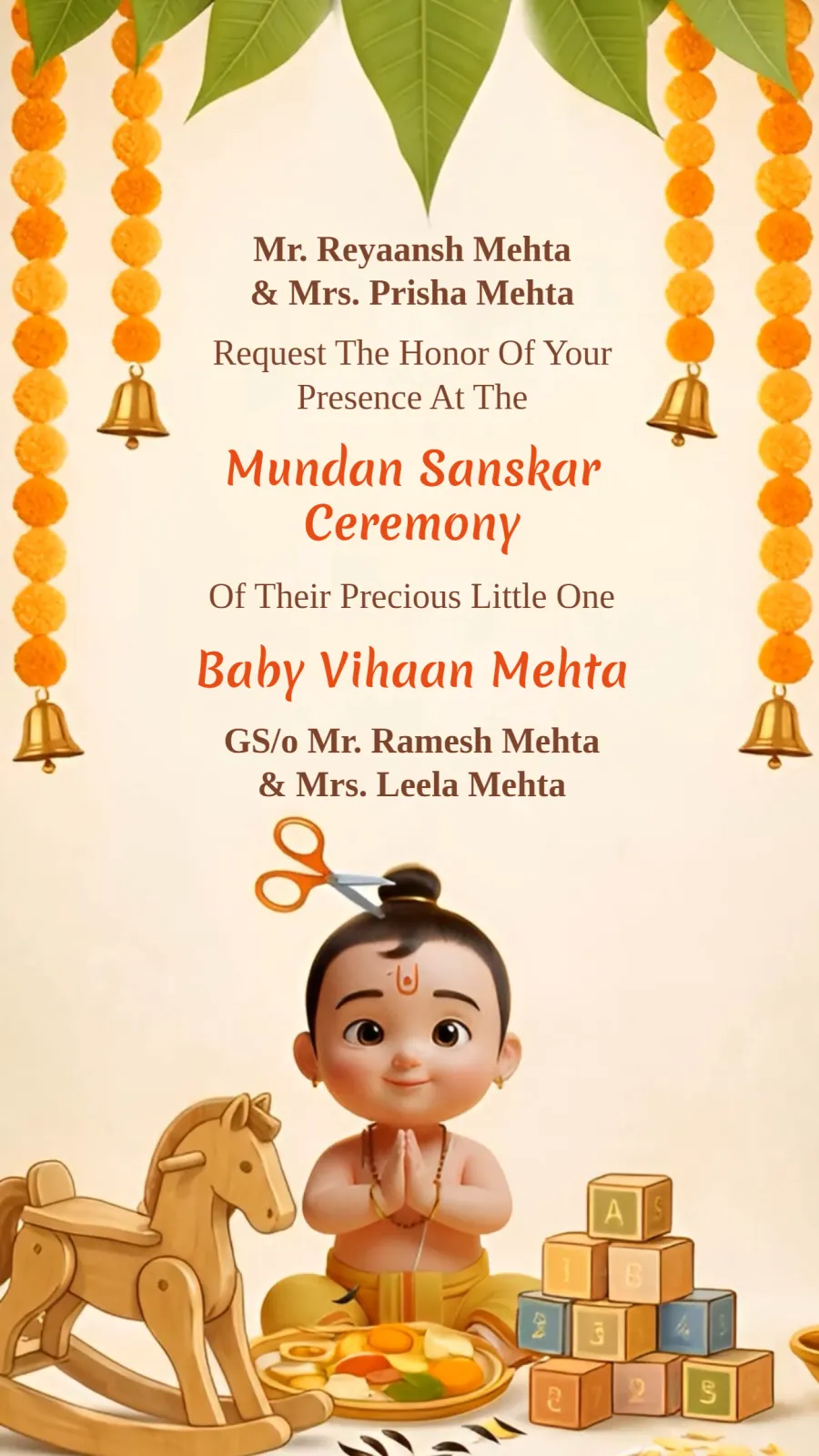 3D Mundan Sanskar Invitation Video Template