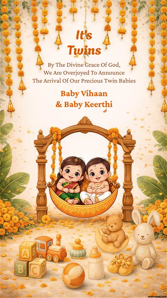 Traditional 3D Twins Baby Announcement Video - Baby & Kids invitation template