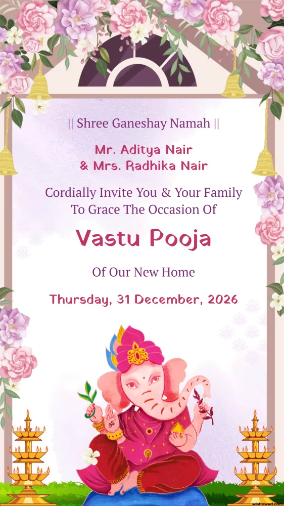 Vastu & Grahparvesh Pooja Invitation Video Template - Pooja & Rituals invitation template