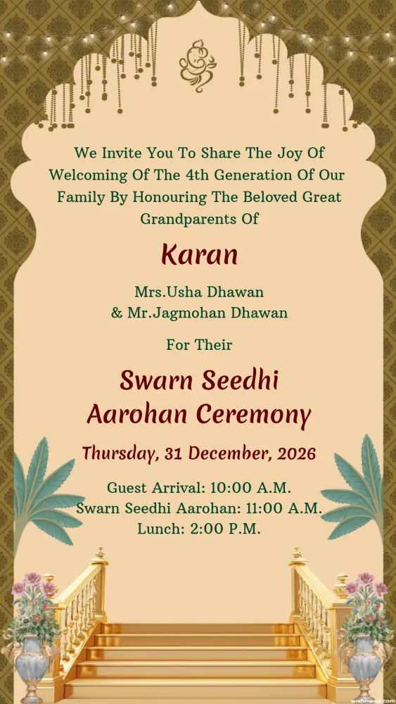 Swarn Seedhi Aarohan Ceremony Invitation - Baby & Kids invitation template