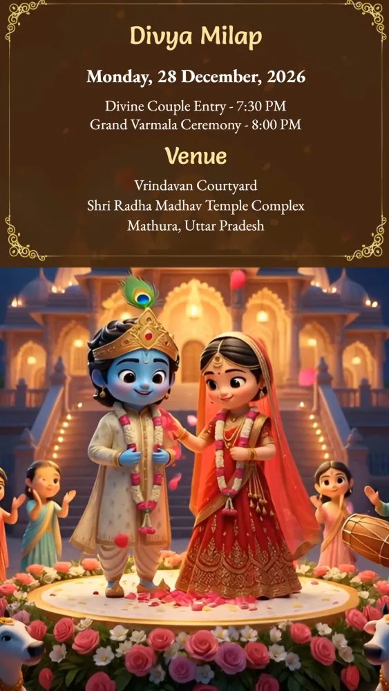 3D Radha Krishna Theme Wedding Invitation - Wedding invitation template