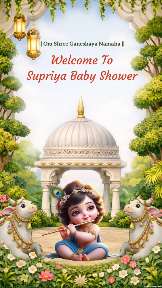 3D Radha Krishna Theme Baby Shower Invitation Video - Baby & Kids invitation template