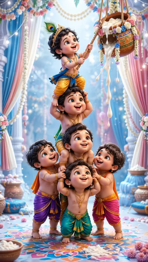 3D Krishna Janmashtami Invitation Video - Pooja & Rituals invitation template